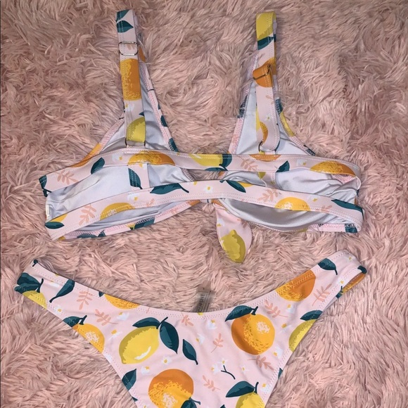 Pink citrus bikini with front tie - Picture 2 of 2